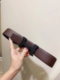 matte Hermes Brown Leather Belt