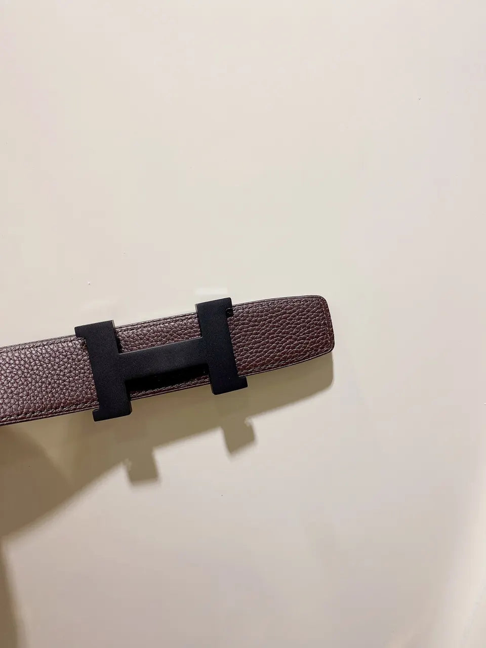 matte Hermes Brown Leather Belt - Hình 2