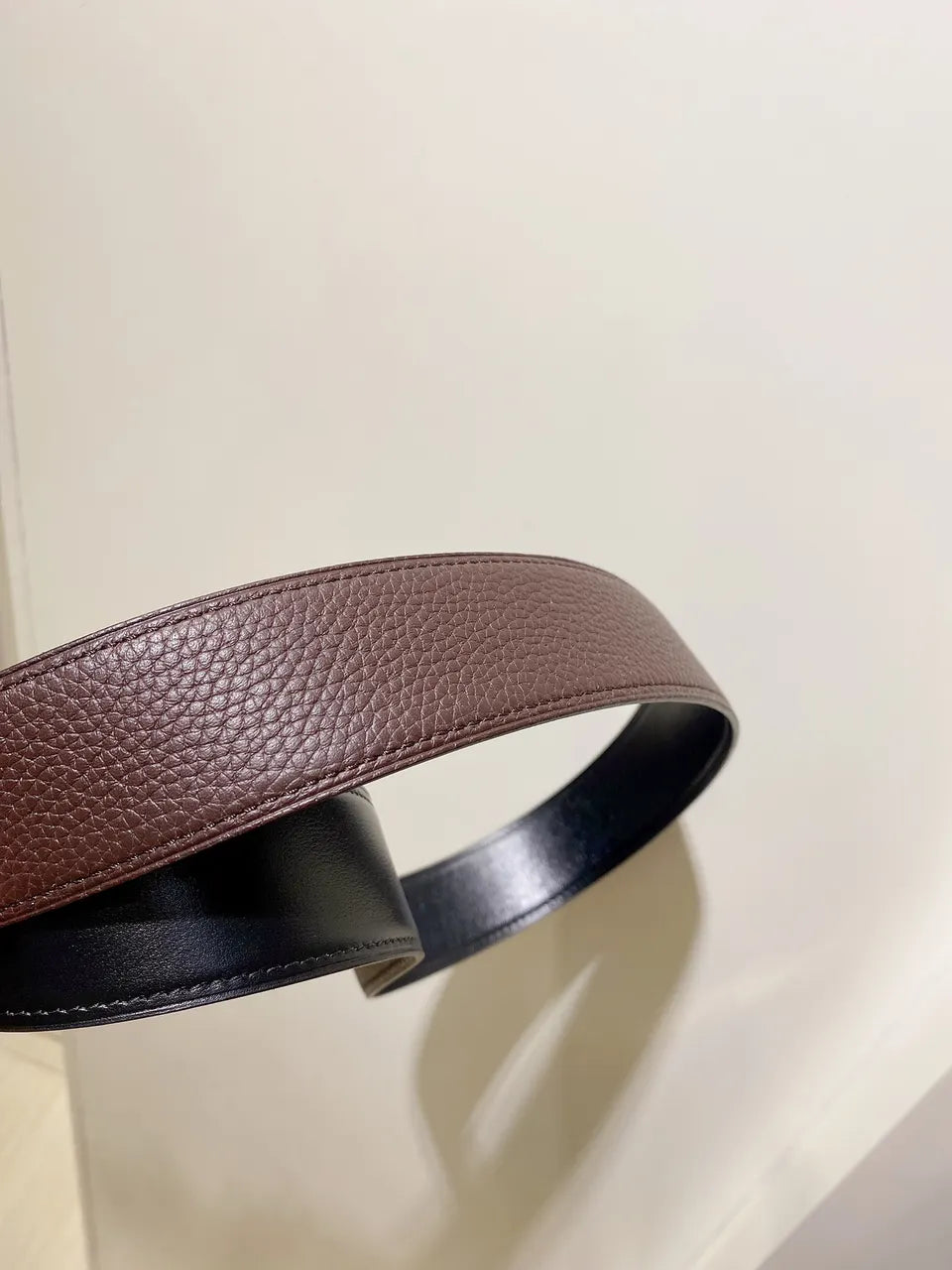 matte Hermes Brown Leather Belt - Hình 5