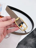 gold buckle Hermes Taupe Leather Belt