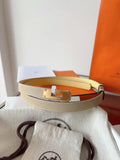 gold Hermes Beige Canvas Belt