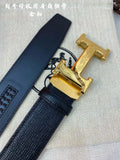 gold Hermes Black Lizard Belt