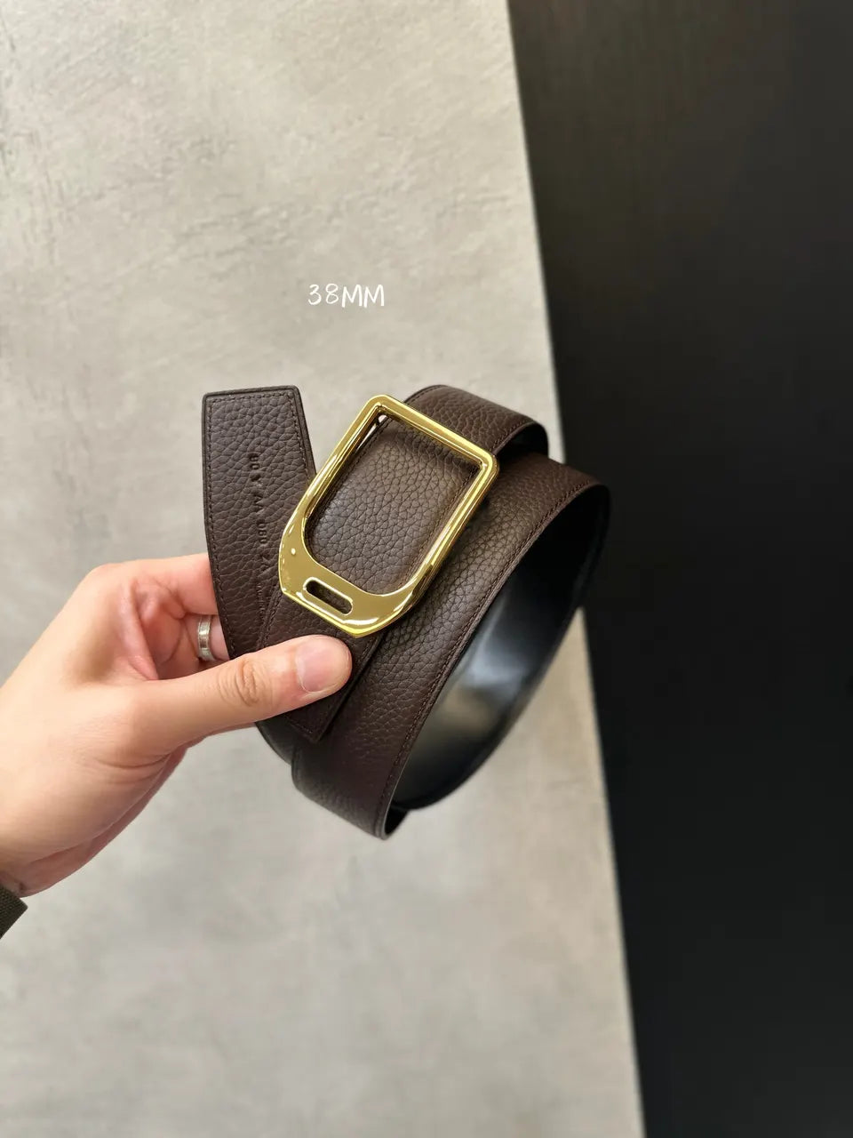 Hermes Brown Reversible Leather Belt - Hình 2