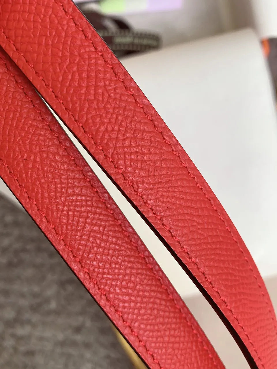 Hermes Red Epsom Bracelet Gold - Hình 6