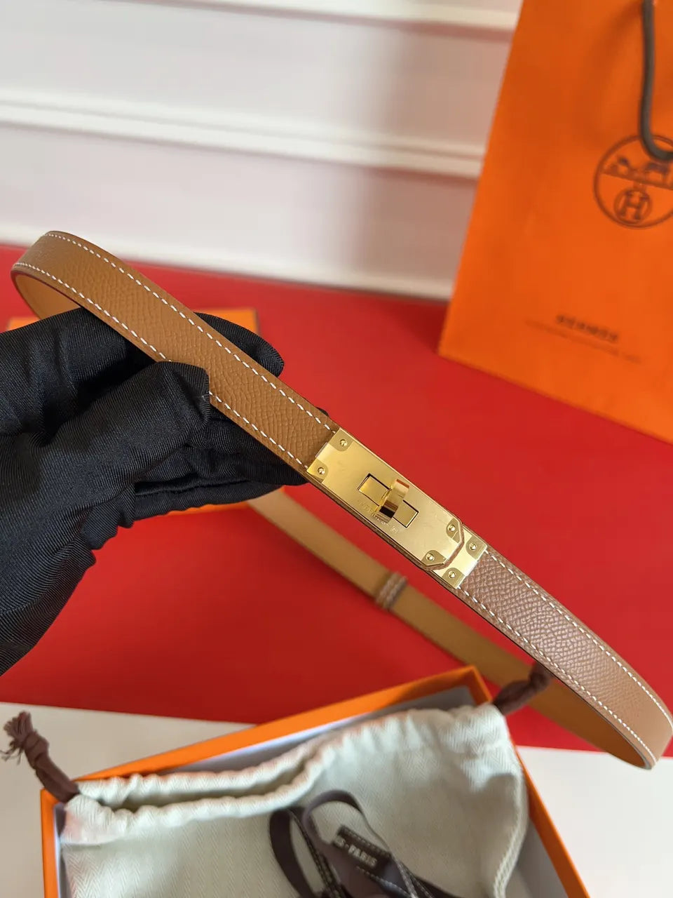 Hermes Fauve Barenia Belt - Hình 3