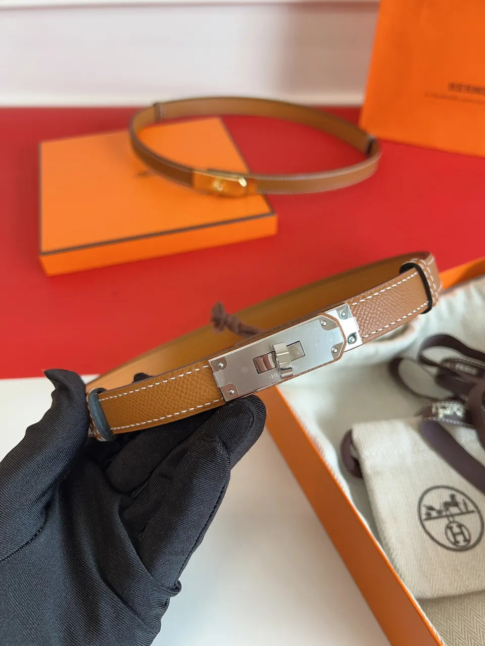 Hermes Fauve Barenia Belt - Hình 2