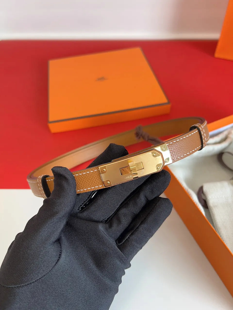 Hermes Fauve Barenia Belt - Hình 7