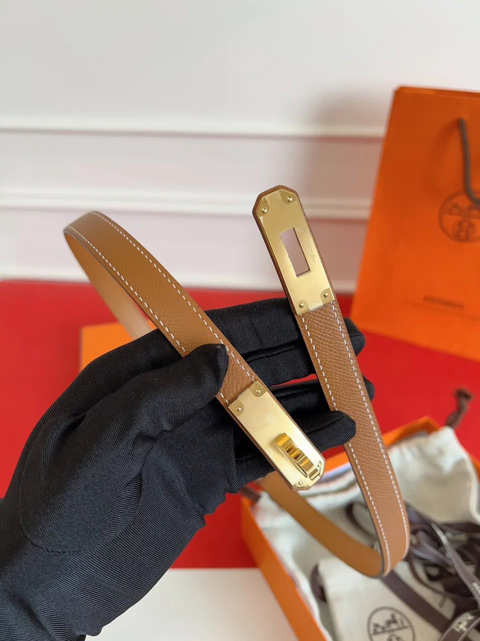 Hermes Fauve Barenia Belt - Hình 5