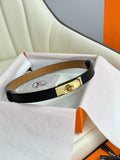 gold kelly Hermes Black Grained Leather Belt