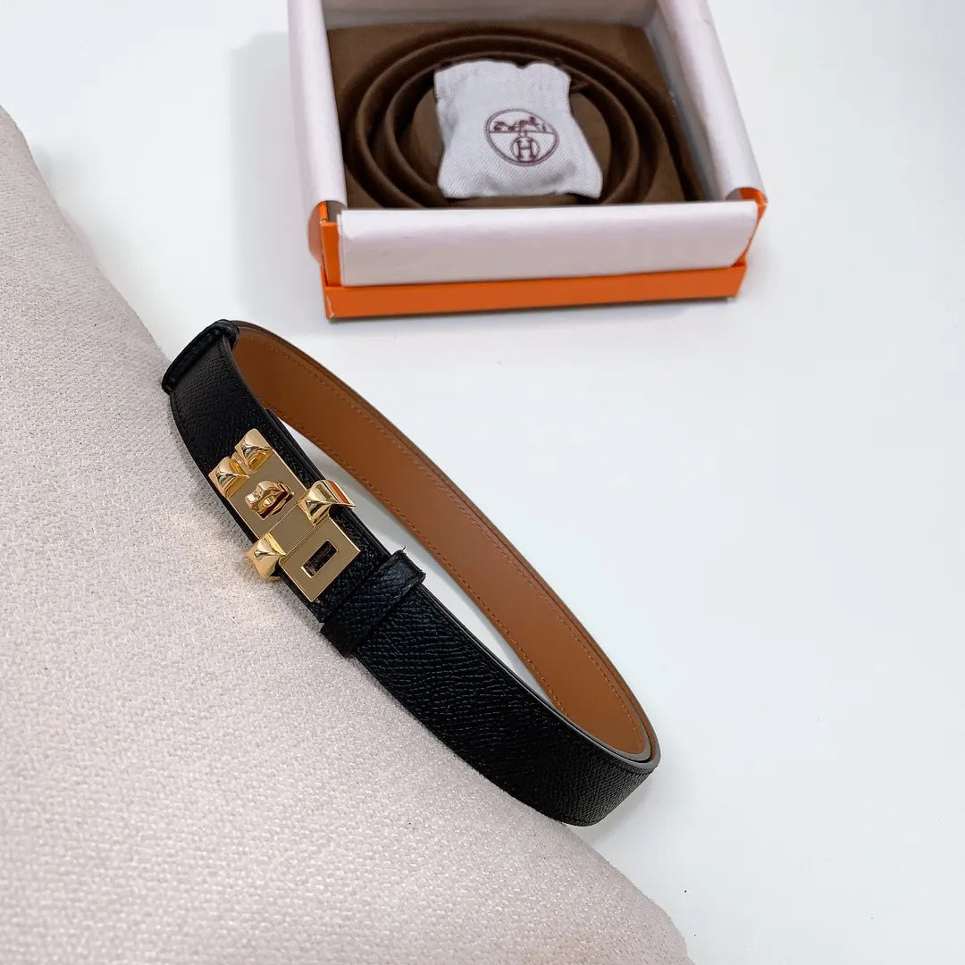 grained Hermes Black Leather Bracelet - Hình 2