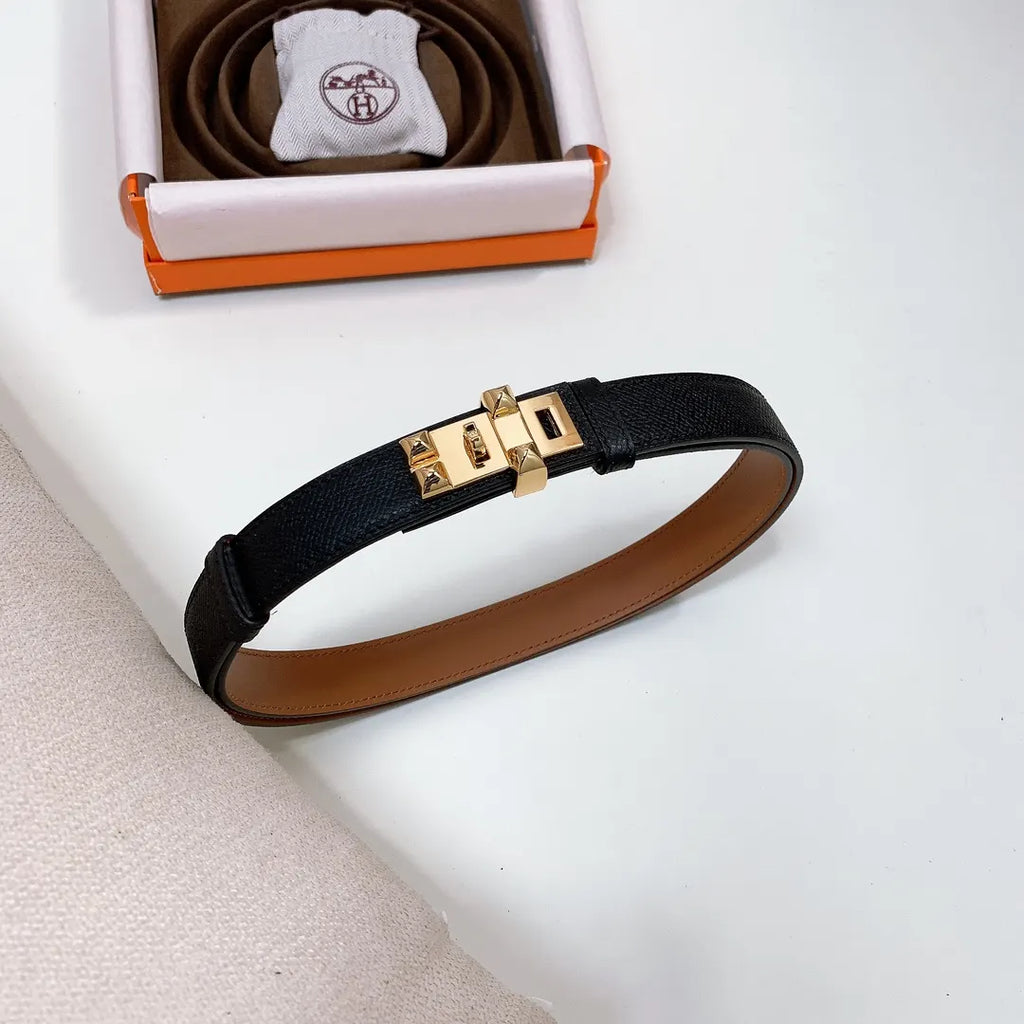 grained Hermes Black Leather Bracelet