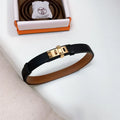 grained Hermes Black Leather Bracelet