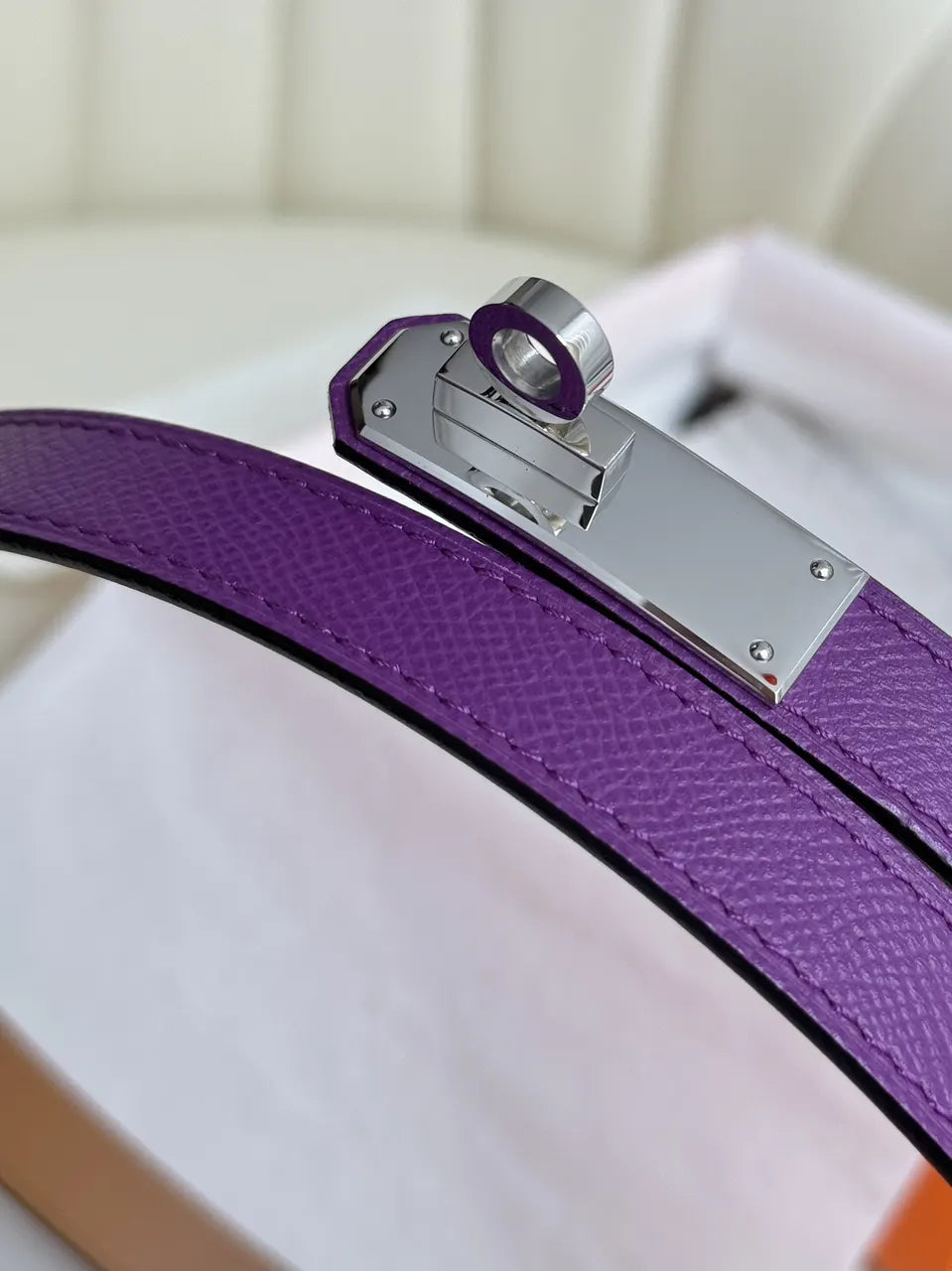 Hermes Ultra Violet Leather Belt - Hình 6