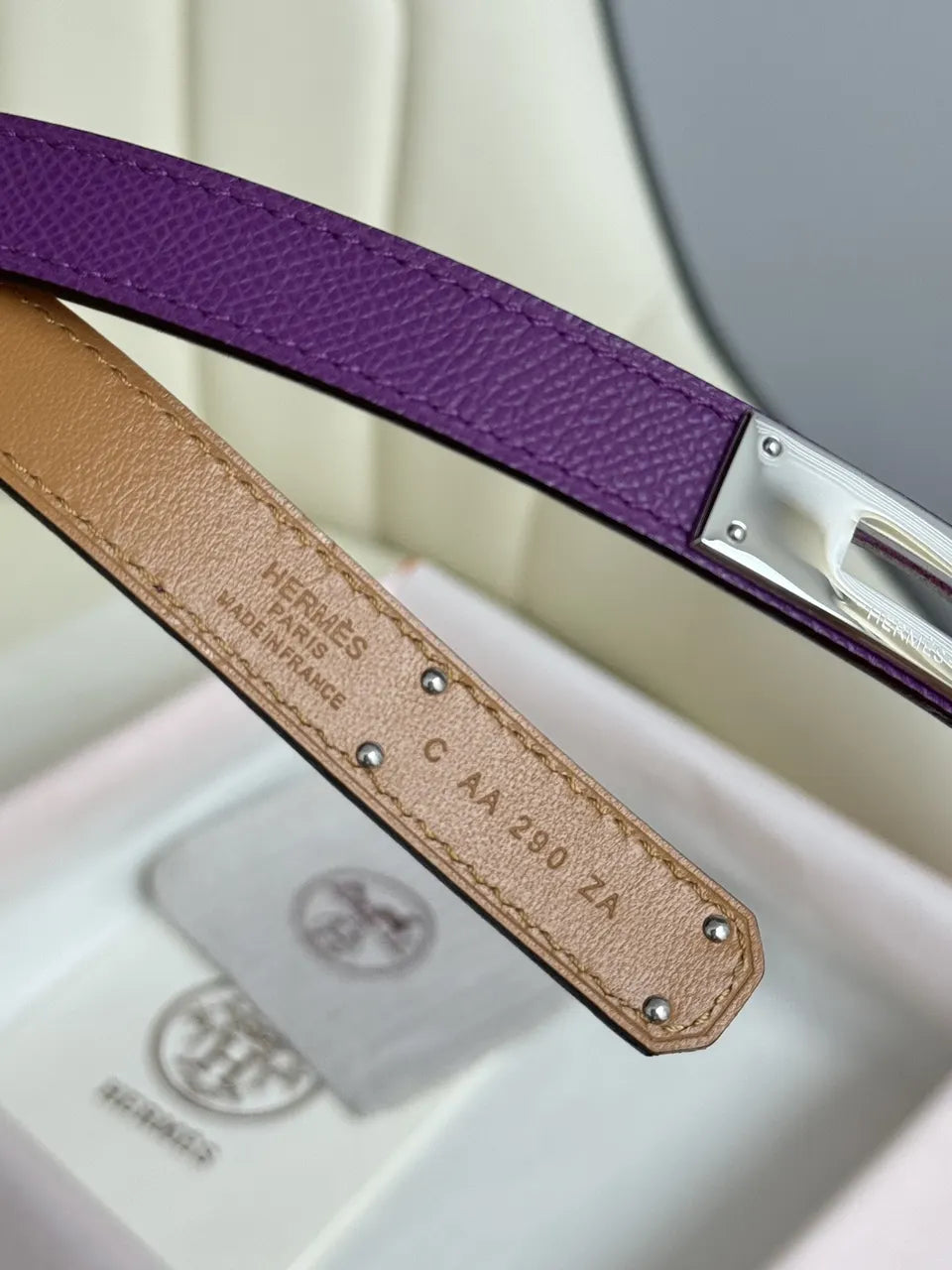 Hermes Ultra Violet Leather Belt - Hình 5