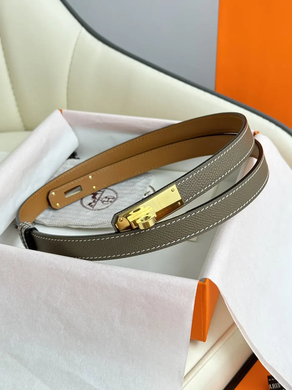 Hermes Taupe Epsom Belt
