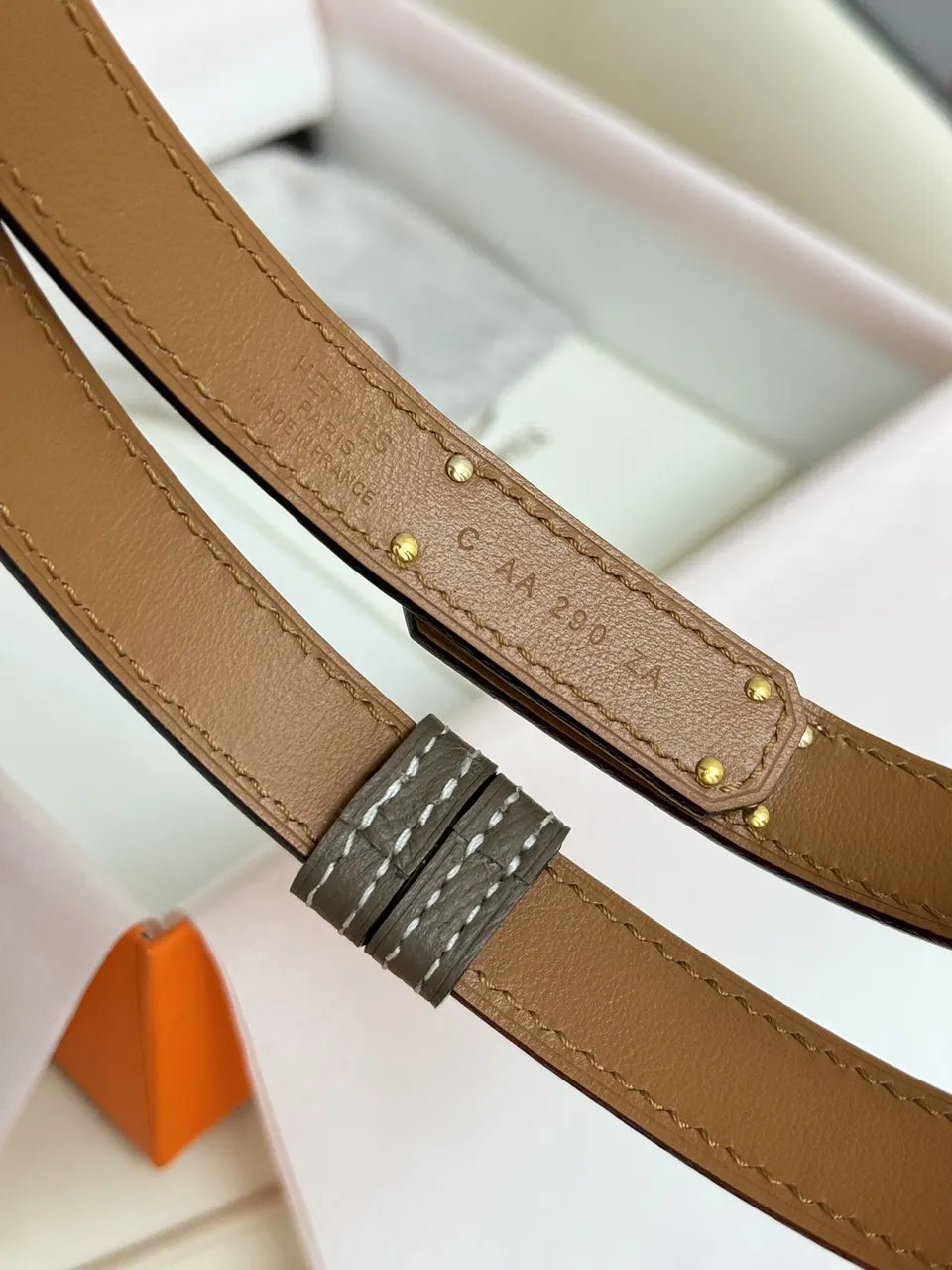 Hermes Taupe Epsom Belt - Hình 5