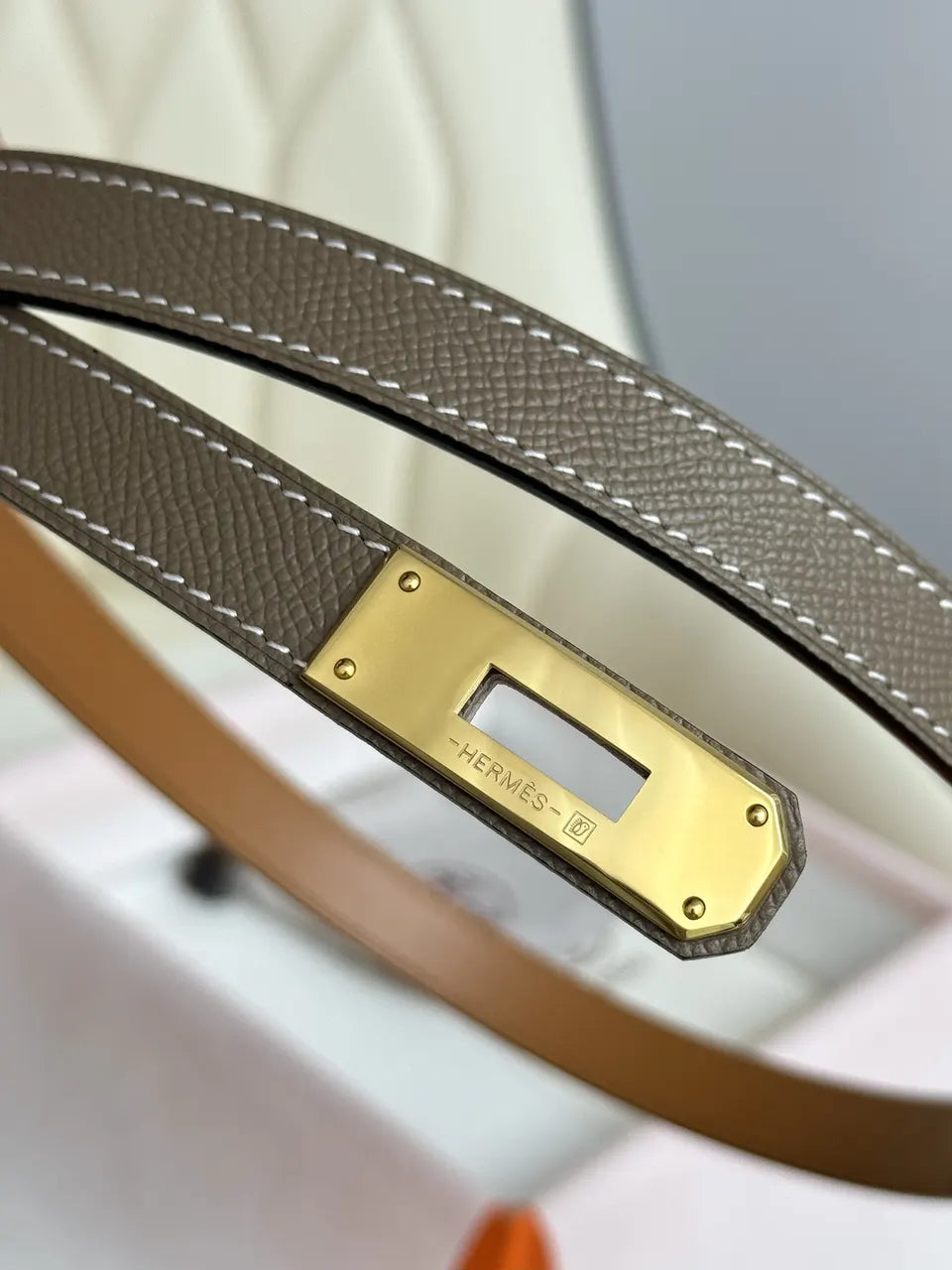 Hermes Taupe Epsom Belt - Hình 7