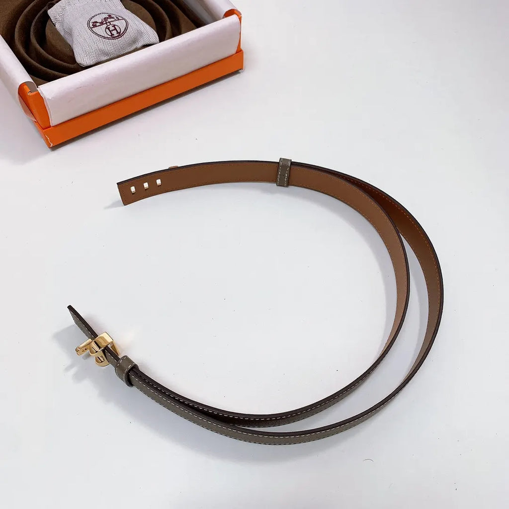 gold kelly Hermes Taupe Leather Belt - Hình 5