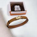 medor Hermes Gold Leather Belt