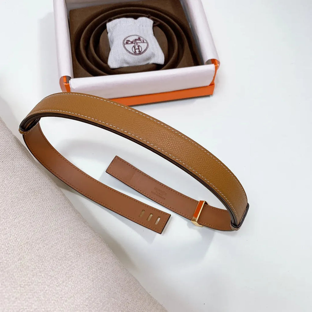 medor Hermes Gold Leather Belt - Hình 4
