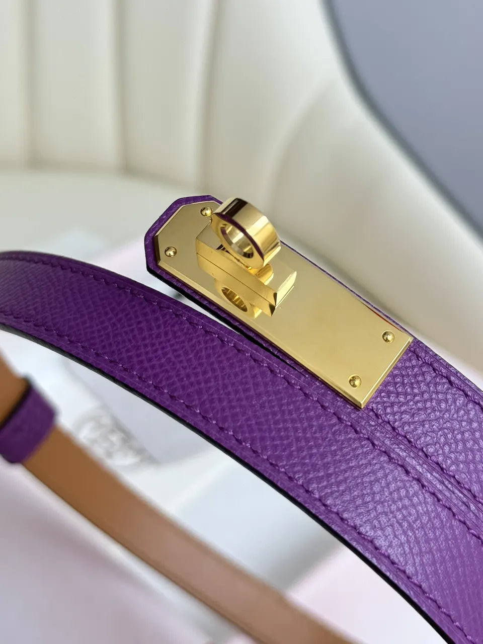 Hermes Violet Leather Belt - Hình 6