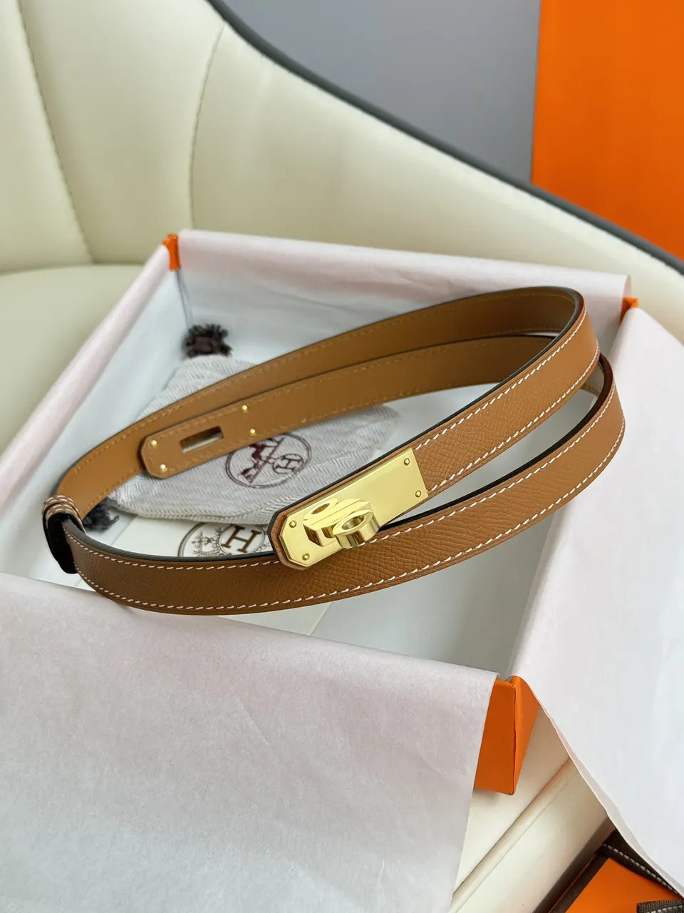 kelly Hermes Gold Togo Leather Belt