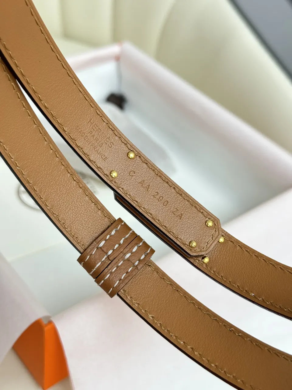 kelly Hermes Gold Togo Leather Belt - Hình 7