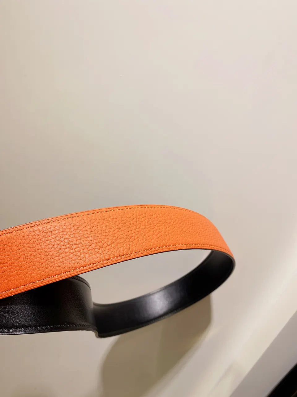 matte Hermes Orange Leather Belt - Hình 5
