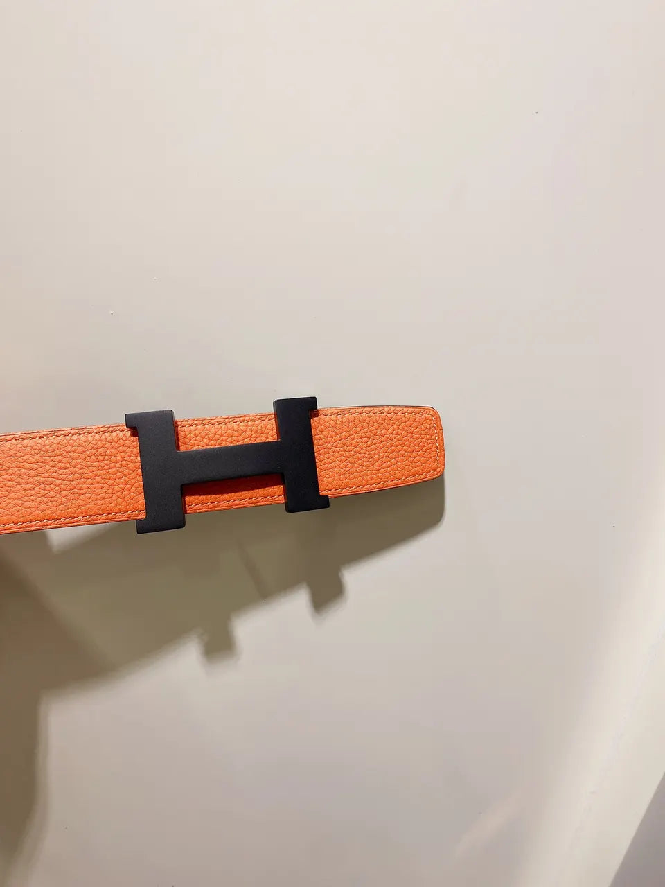 matte Hermes Orange Leather Belt - Hình 2