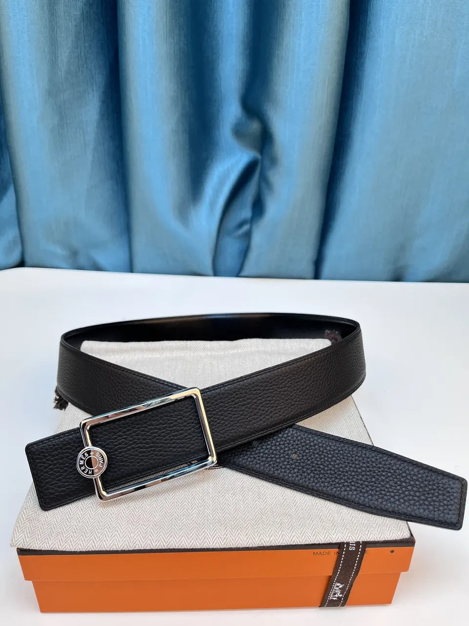 gold Hermes Chocolate Brown Leather Belt - Hình 4