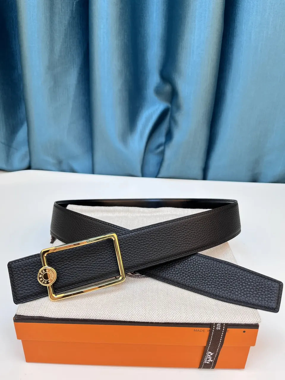 gold Hermes Chocolate Brown Leather Belt - Hình 6