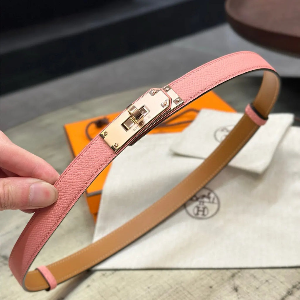 Hermes Rose Sakura Leather Belt - Hình 3