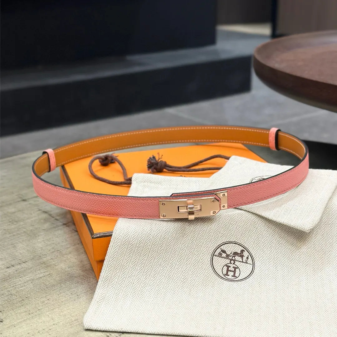Hermes Rose Sakura Leather Belt - Hình 2