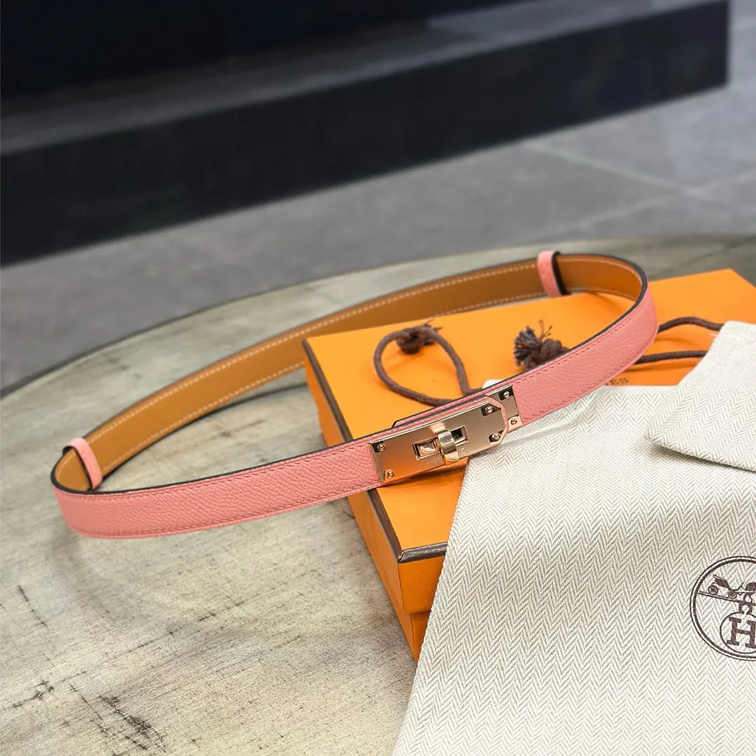 Hermes Rose Sakura Leather Belt