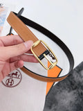 plated Hermes Gold Brown Leather Belt