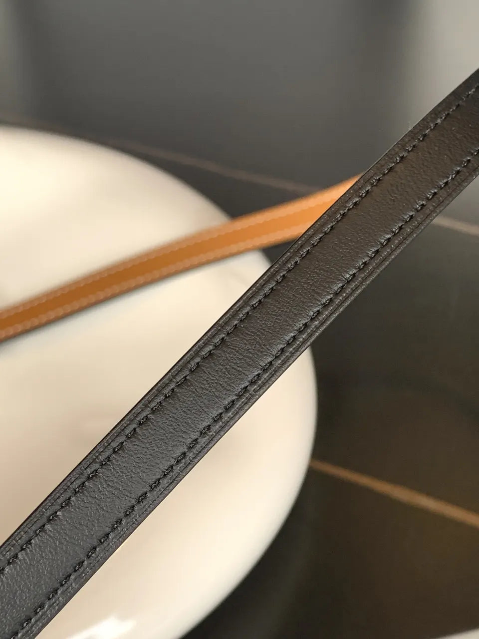 Hermes Gold Bridle Leather Belt - Hình 5