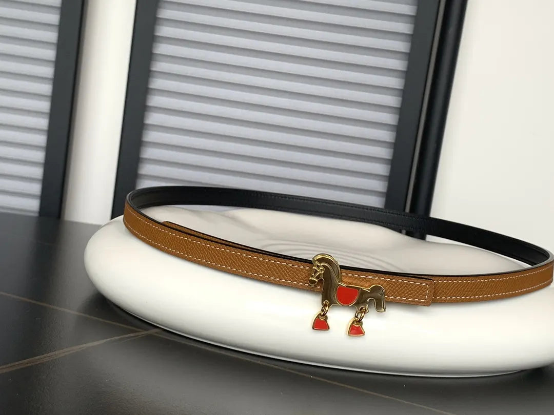 Hermes Gold Bridle Leather Belt - Hình 2