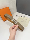 Hermes Taupe/Gold Reversible Belt