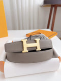 gold buckle Hermes Taupe Leather Belt