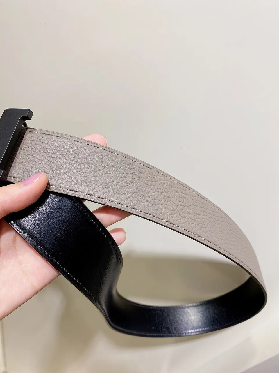 Hermes Taupe Leather Belt matte - Hình 5