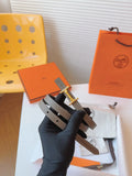 Hermes Etoupe Leather Belt gold
