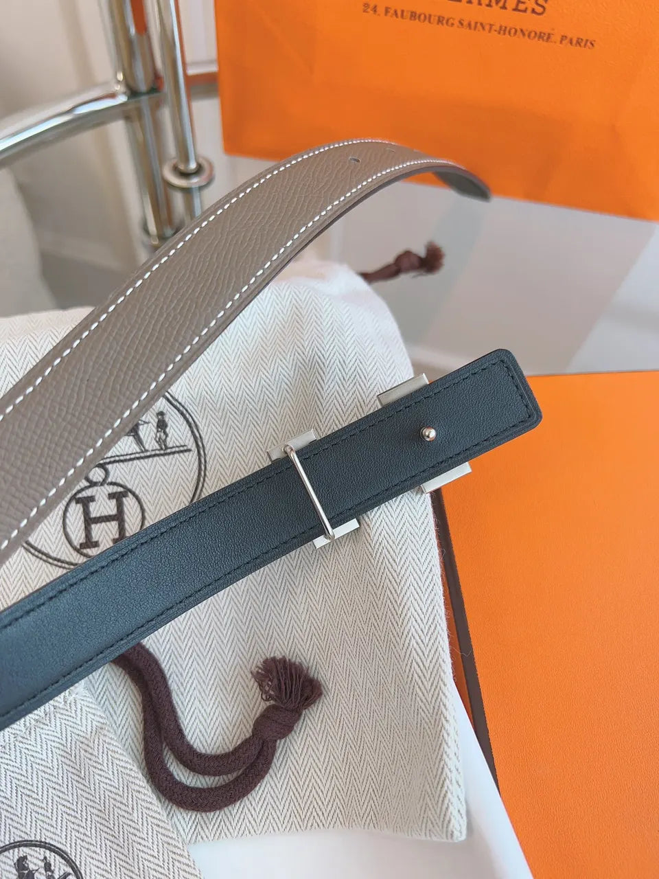 Hermes Taupe Leather - Hình 7