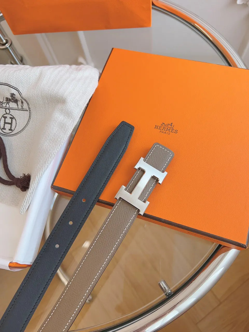 Hermes Taupe Leather - Hình 3