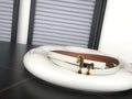 gold horse Hermes White Leather Belt