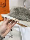 Hermes White Epsom Belt Rose Gold