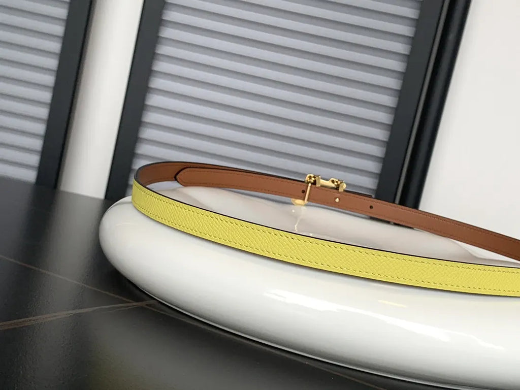 Hermes Lemon Yellow Horse Buckle Belt - Hình 3
