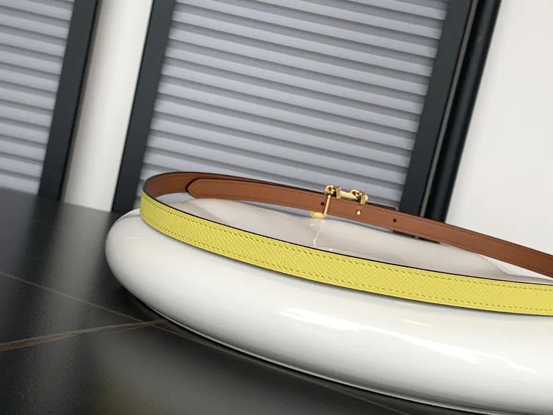 Hermes Lemon Yellow Horse Buckle Belt - Hình 3