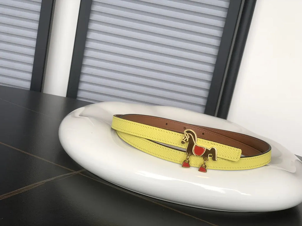Hermes Lemon Yellow Horse Buckle Belt