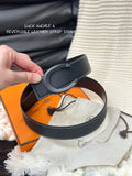 luck Hermes Black Reversible Leather Belt