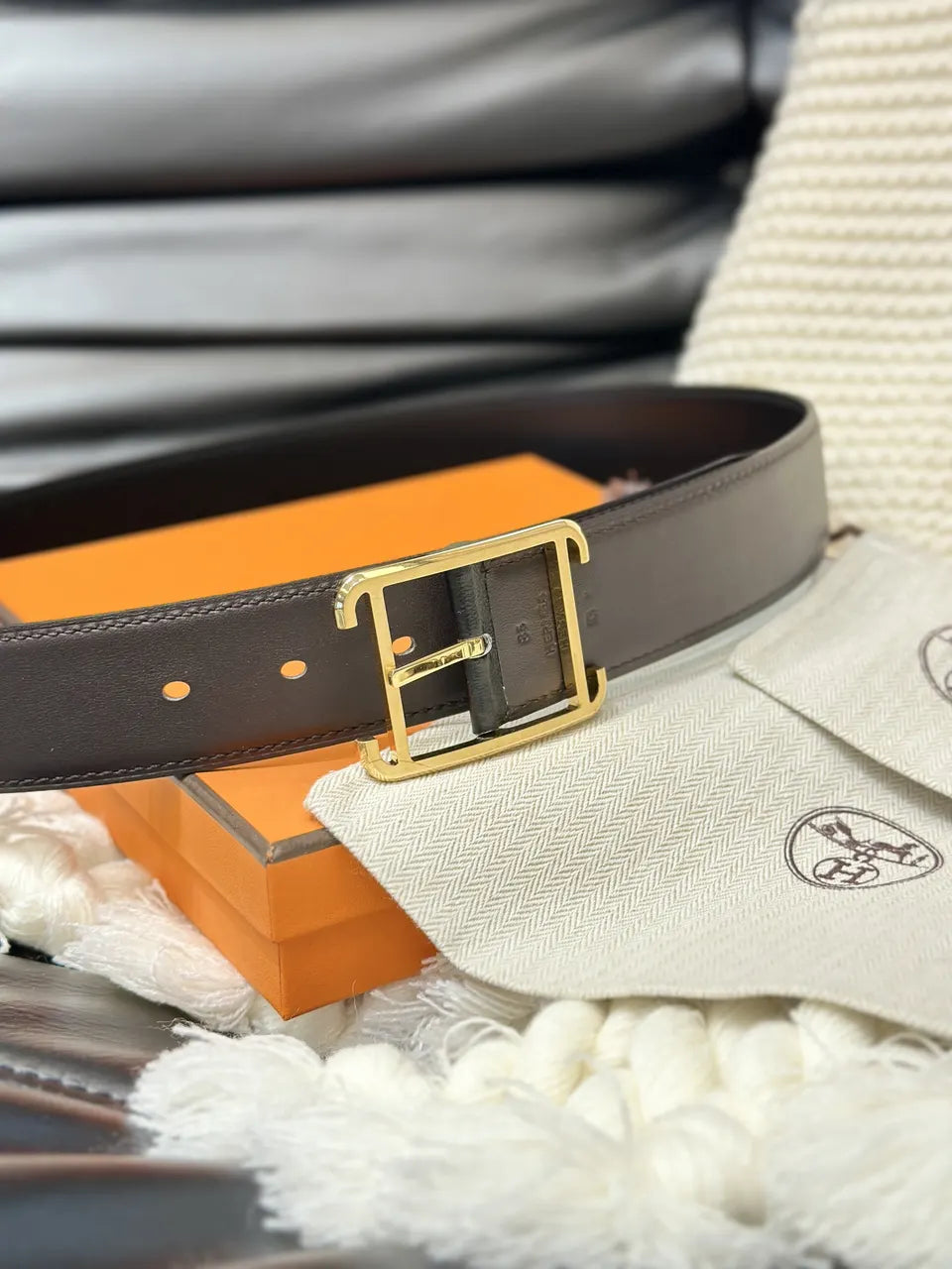 Hermes Ebene Leather Belt